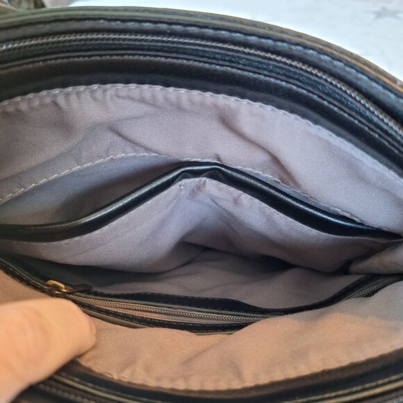 Black Zip Top Adjustable‎ Crossbody Strap Shoulder Bag Biker Goth Buckles - Picture 6 of 10